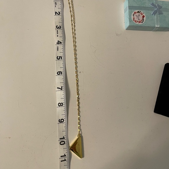 Prada Reworked Repurposed Triangle Necklace Gold - Picture 8 of 11